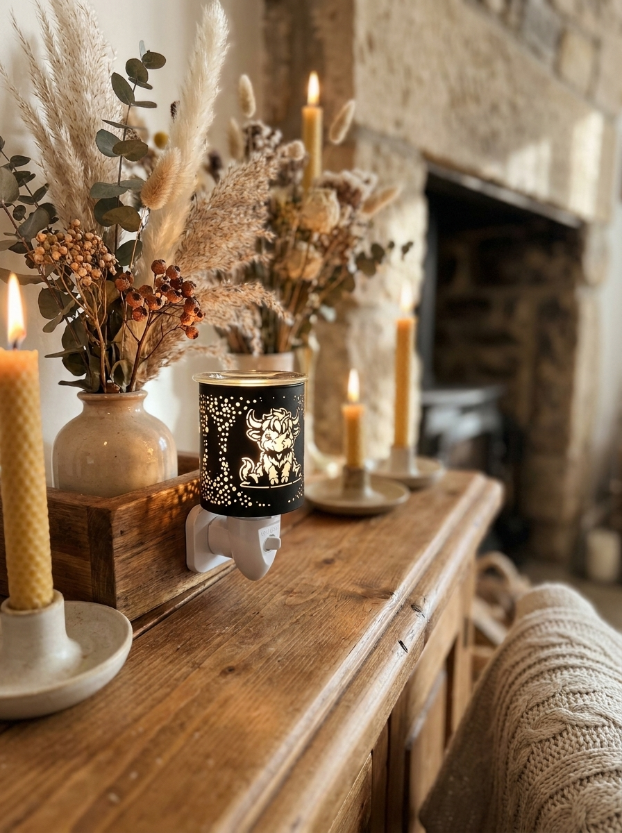 Black Highland Cow Plug In Burner – TheNorthumberlandCandleCompany