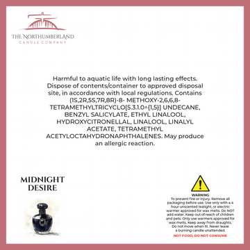 Midnight Desire  50g Snap Bar - safety label, ingredients and warnings