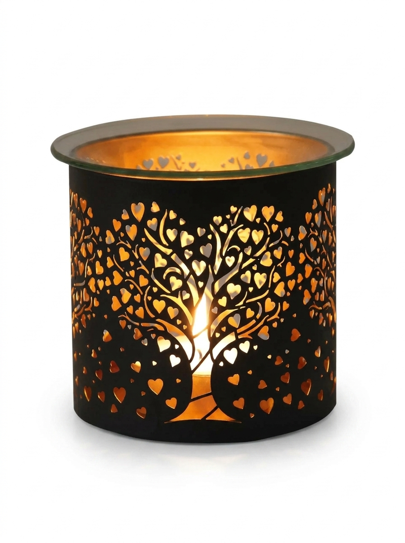 Black Tree Of Life (Hearts)  Metal Tealight Burner