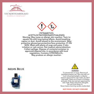 Mens Blue 50g Snap Bar - safety label, ingredients and warnings