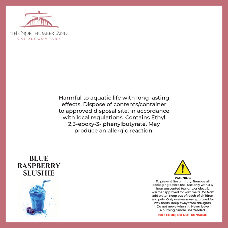 Blue Raspberry Slushie 50g Snap Bar - safety label, ingredients and warnings