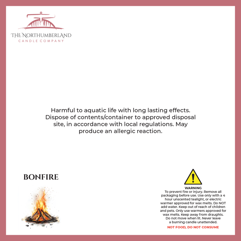 Bonfire 50g Snap Bar - safety label, ingredients and warnings