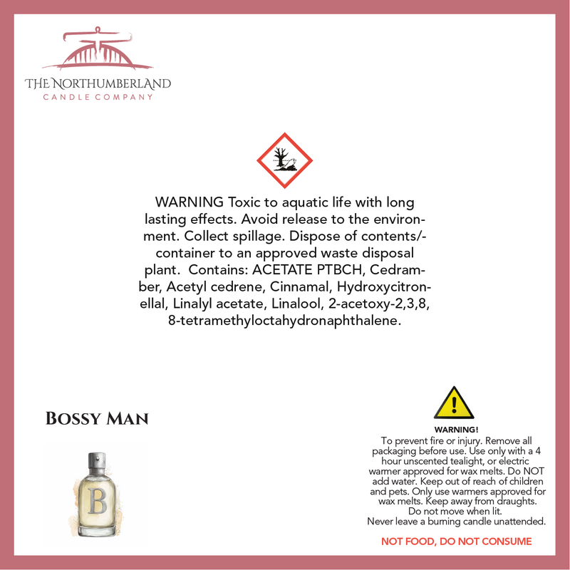 Bossy Man 50g Snap Bar - safety label, ingredients and warnings
