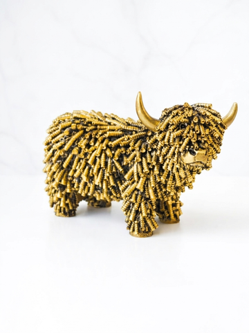 Highland Cow Bronze/Gold Colour Figurine Home Decor  Polyresin Hand-Finished Unique Charm Vintage Style