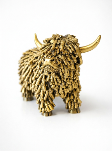Highland Cow Bronze/Gold Colour Figurine Home Decor  Polyresin Hand-Finished Unique Charm Vintage Style