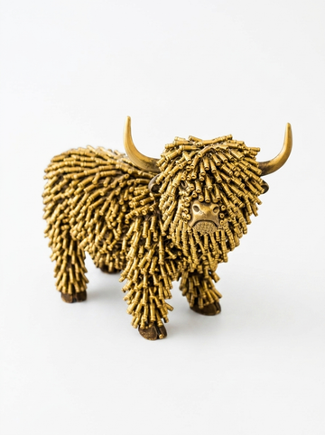 Highland Cow Bronze/Gold Colour Figurine Home Decor  Polyresin Hand-Finished Unique Charm Vintage Style