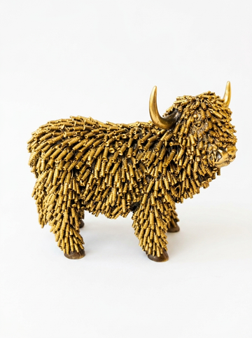 Highland Cow Bronze/Gold Colour Figurine Home Decor  Polyresin Hand-Finished Unique Charm Vintage Style
