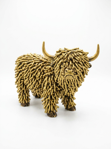 Highland Cow Bronze/Gold Colour Figurine Home Decor  Polyresin Hand-Finished Unique Charm Vintage Style