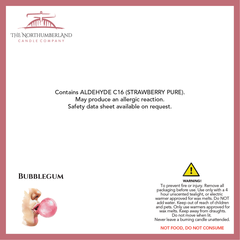 Bubblegum 50g Snap Bar - safety label, ingredients and warnings