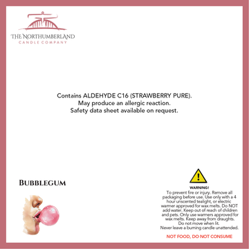 Bubblegum 50g Snap Bar - safety label, ingredients and warnings