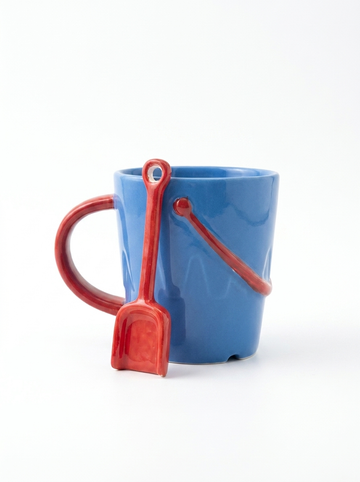 Ceramic Bucket Shaped Mug and Spade Spoon