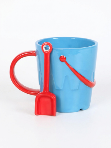 Ceramic Bucket Shaped Mug and Spade Spoon