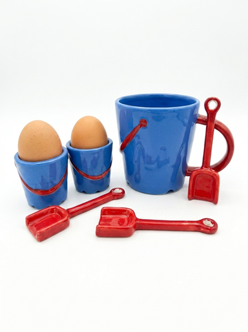 Ceramic Bucket Shaped Mug and Spade Spoon