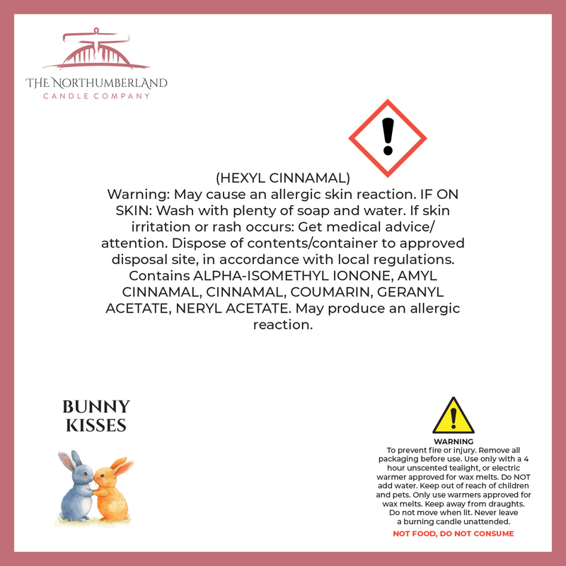 Bunny Kisses 50g Snap Bar - safety label, ingredients and warnings