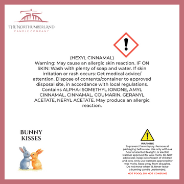 Bunny Kisses 50g Snap Bar - safety label, ingredients and warnings