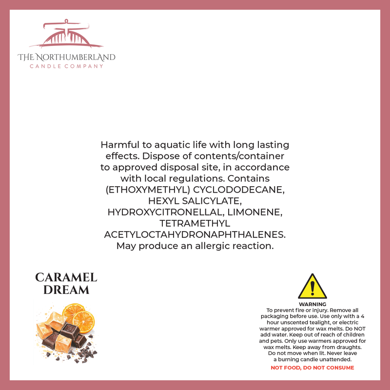 Caramel Dream 50g Snap Bar - safety label, ingredients and warnings