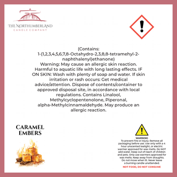 Caramel Embers 50g Snap Bar - safety label, ingredients and warnings