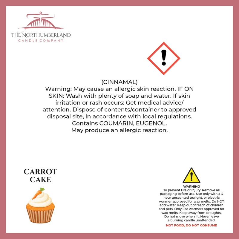 Carrot Cake 50g Snap Bar - safety label, ingredients and warnings