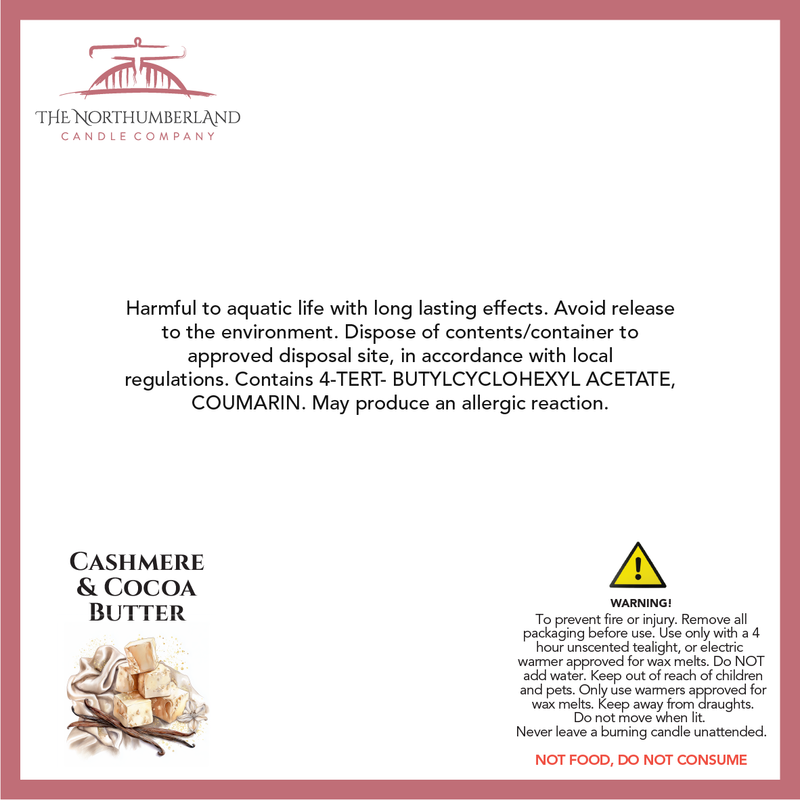 Cashmere & Coco Butter 50g Snap Bar - safety label, ingredients and warnings