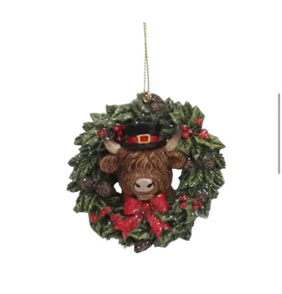 Highland Cow Christmas Tree Decoration, Assorted Designs, 1 PIECE