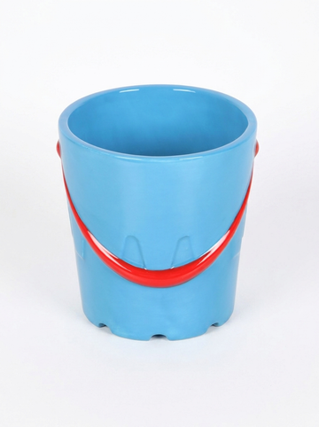Ceramic Bucket Shaped Mug and Egg Cups with Spade Spoons Bundle