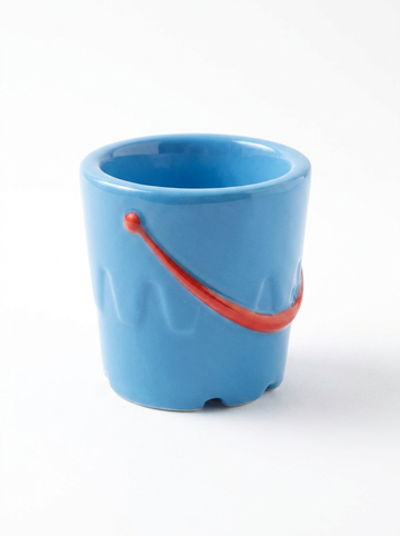 Ceramic Bucket Shaped Mug and Egg Cups with Spade Spoons Bundle