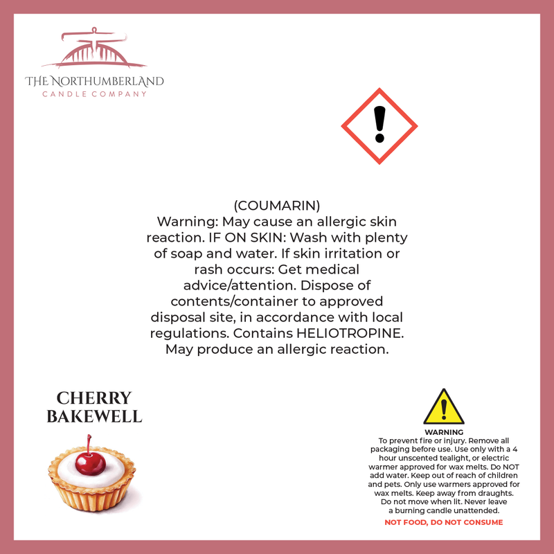 Cherry Bakewell 50g Snap Bar - safety label, ingredients and warnings