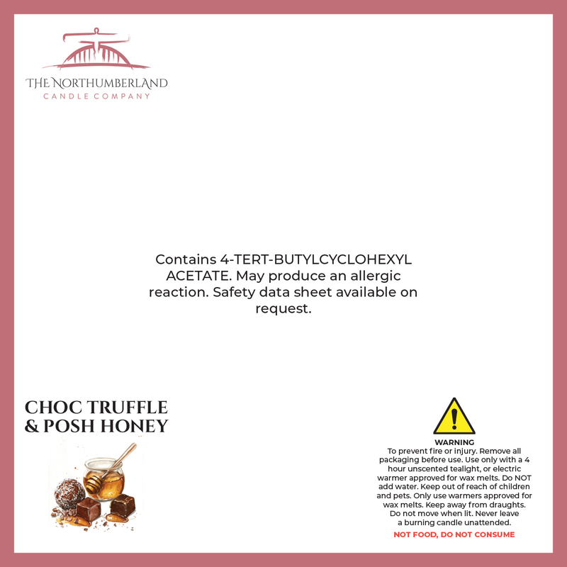 Chocolate Truffle & Posh Honey 50g Snap Bar - safety label, ingredients and warnings