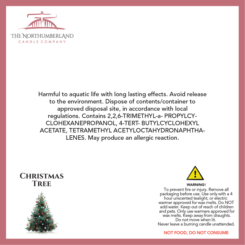 Christmas Tree - safety label, ingredients and warnings