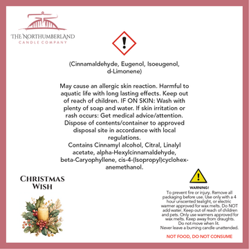 Christmas Wish - safety label, ingredients and warnings