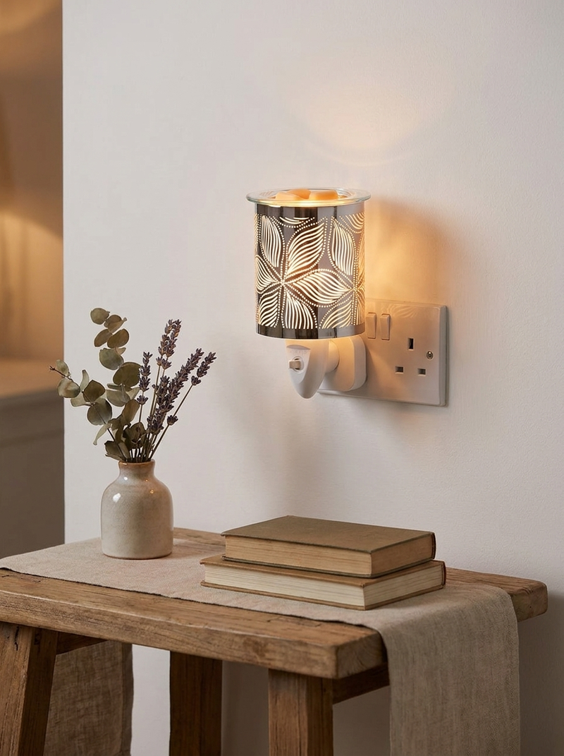 Chrome Floral Plug In Wax Melter