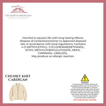 Chunky Knit Cardigan 50g Snap Bar - safety label, ingredients and warnings