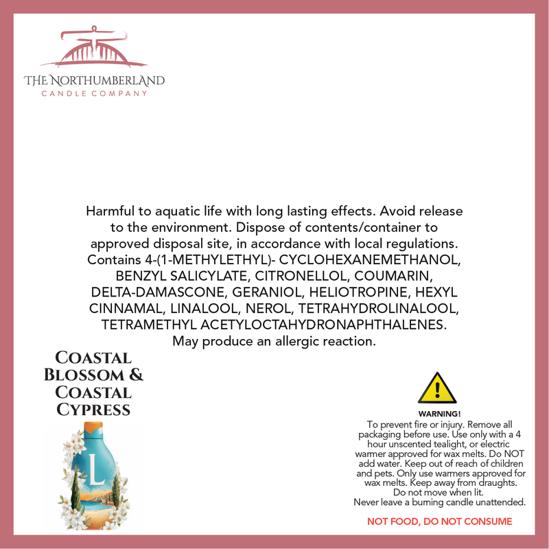 Coastal Blossom & Coastal Cypress - safety label, ingredients and warnings