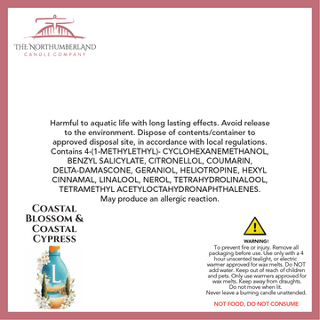 Coastal Blossom & Coastal Cypress - safety label, ingredients and warnings