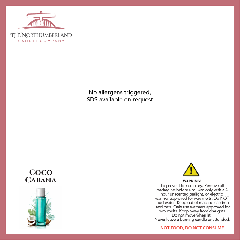 Coco Cabana 50g Snap Bar - safety label, ingredients and warnings