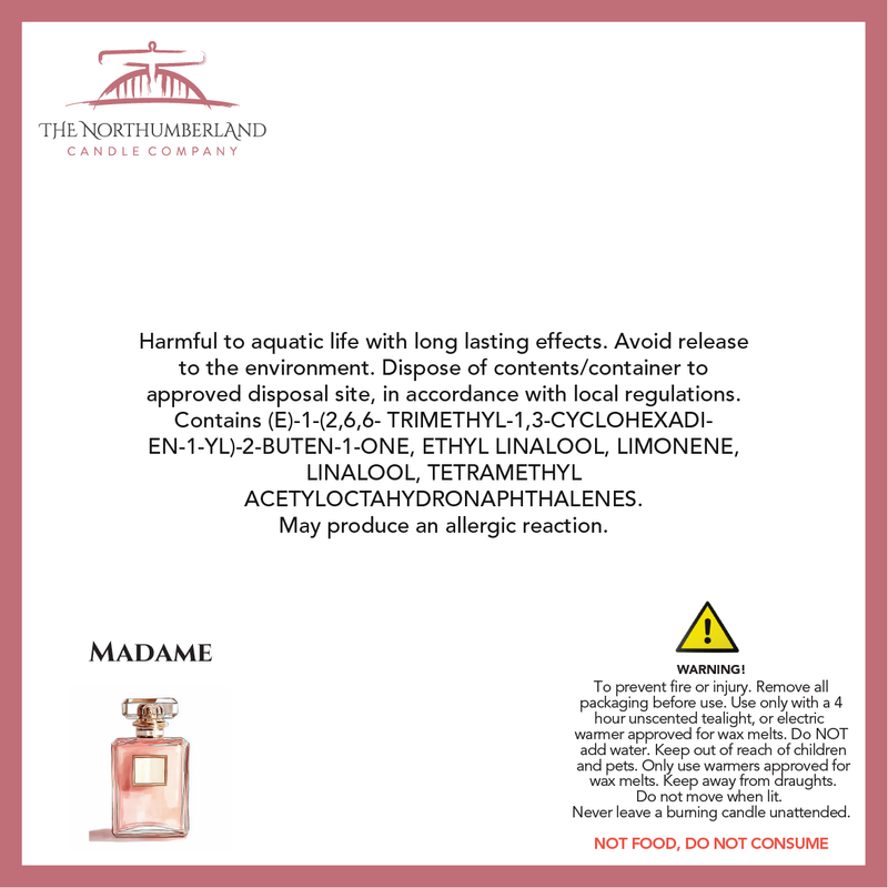 Madame 50g Snap Bar - safety label, ingredients and warnings