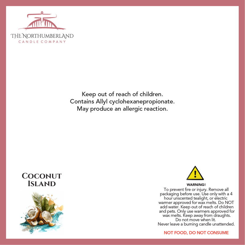 Coconut Island 50g Snap Bar - safety label, ingredients and warnings