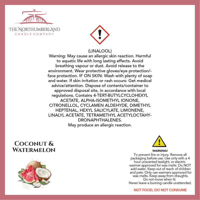 Cocunut & Watermelon 50g Snap Bar - safety label, ingredients and warnings