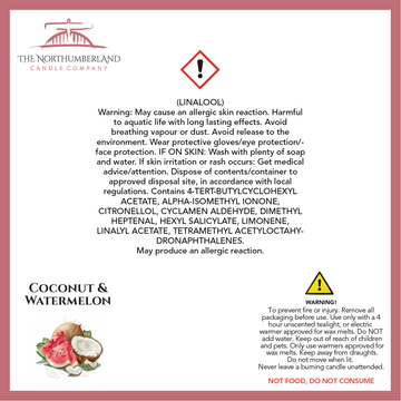 Cocunut & Watermelon 50g Snap Bar - safety label, ingredients and warnings