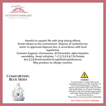 Comforting Blue Skies 50g Snap Bar - safety label, ingredients and warnings