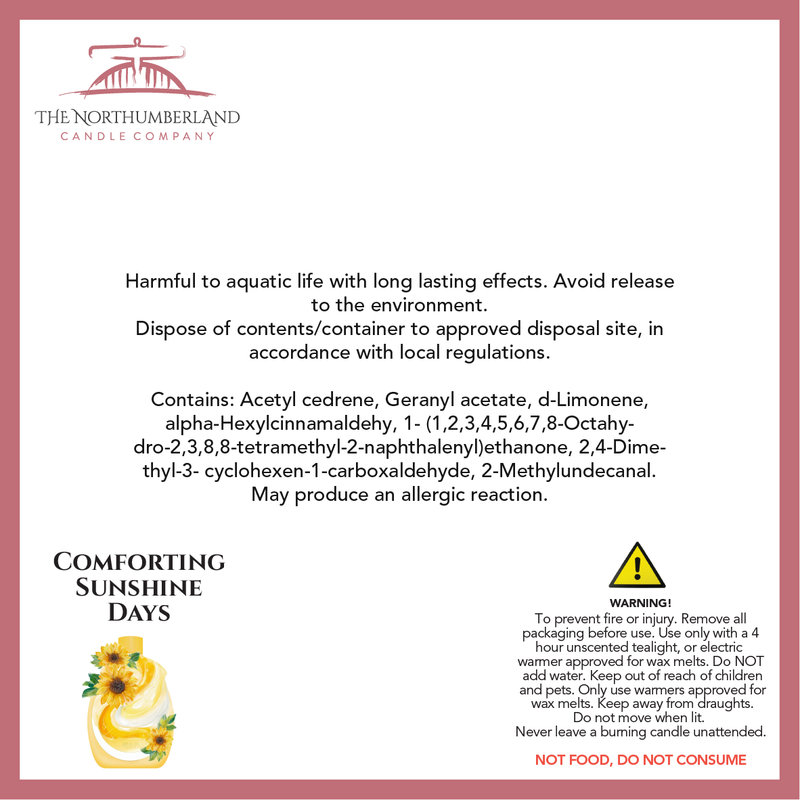 Comforting Sunshine Days 50g Snap Bar - safety label, ingredients and warnings