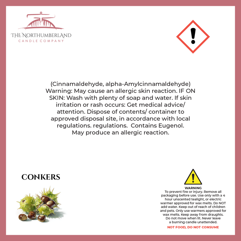 Conkers 50g Snap Bar - safety label, ingredients and warnings