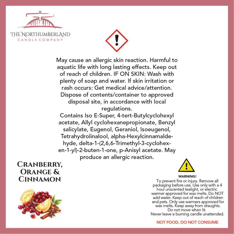 Cranberry Orange & Cinnamon - safety label, ingredients and warnings