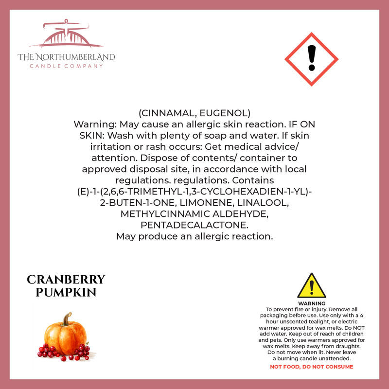 Cranberry Pumpkin 50g Snap Bar - safety label, ingredients and warnings
