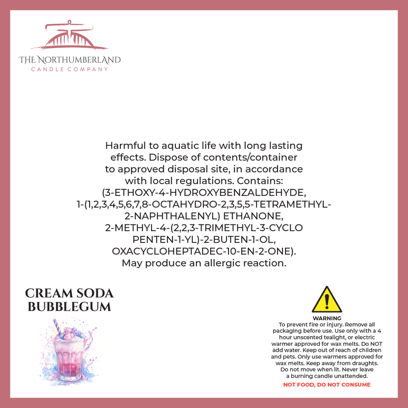 Cream Soda Bubblegum 50g Snap Bar - safety label, ingredients and warnings