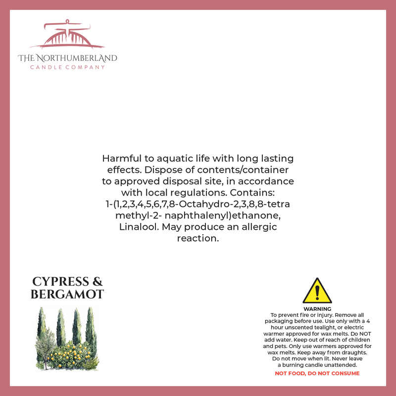 Cypress & Bergamot - safety label, ingredients and warnings