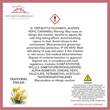 Daffodil Fields 50g Snap Bar - safety label, ingredients and warnings