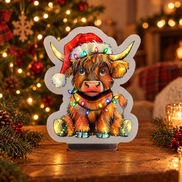 LED Light Up Highland Cow Plaque