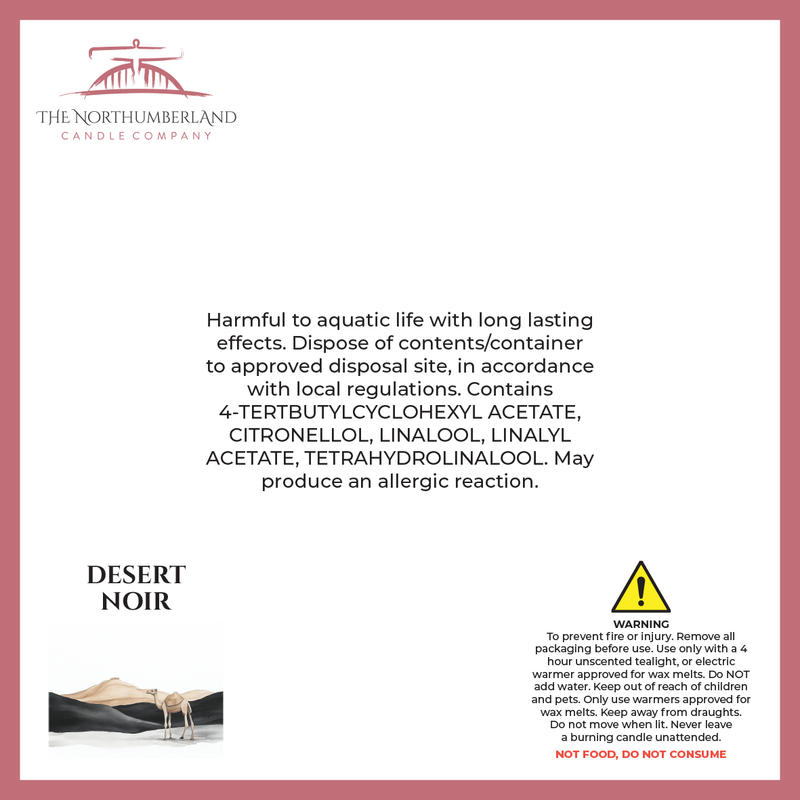 Desert Noir 50g Snap Bar - safety label, ingredients and warnings