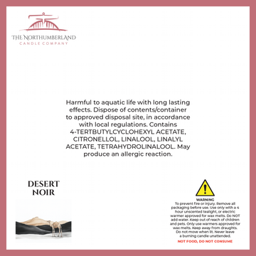 Desert Noir 50g Snap Bar - safety label, ingredients and warnings